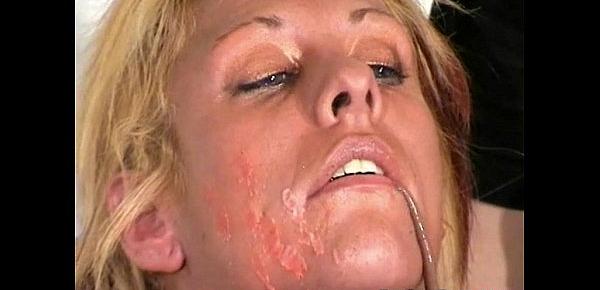  Gross Forced Worms in Mouth Humiliation of bizarre blonde slaveslut Crystel Lei
